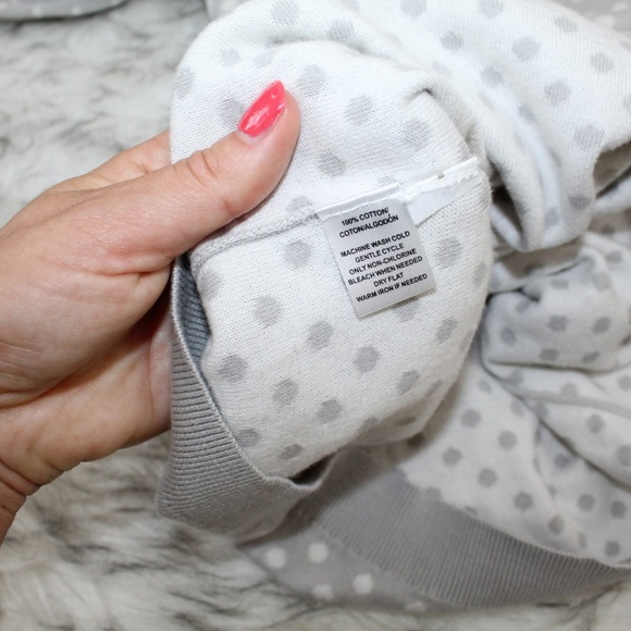 SOLD LOFT Gray Polka Dot Cotton Back Zip Sweater - Picture 7 of 8